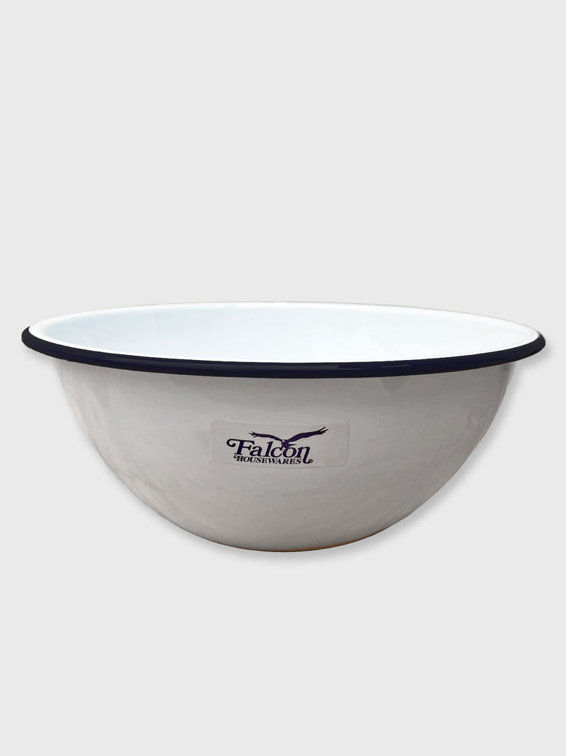 Falcon Enamel Large Mixing Bowl 24cm - White with Black Rim