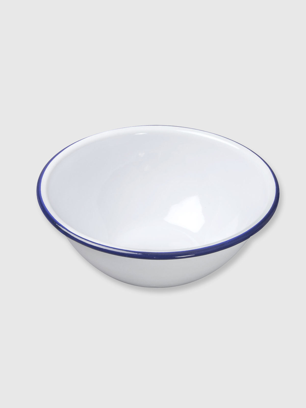 Falcon Enamel Medium Mixing Bowl 18cm - White with Blue Rim