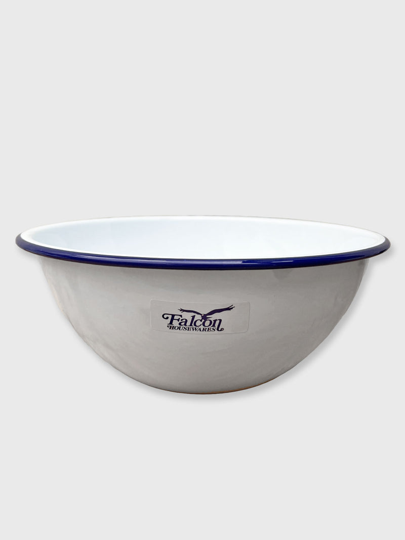 Falcon Enamel Large Mixing Bowl 24cm - White with Blue Rim