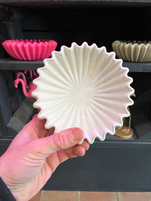 Pleated Ceramic Bowl - Neon Pink