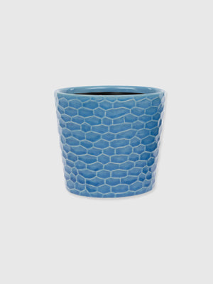 Faro Blue Ceramic Glazed Plant Pot - Large