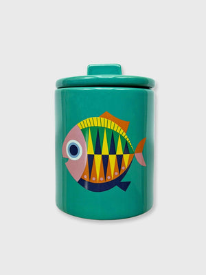 Fish Ceramic Lidded Storage Jar - 14.5cm