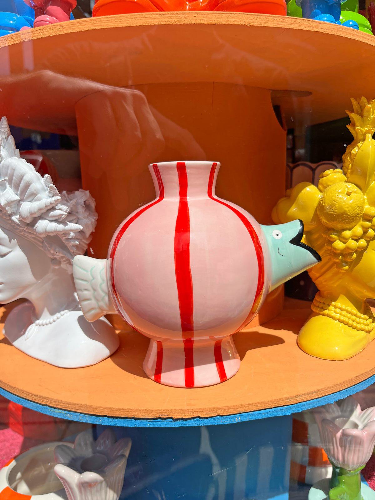 Quirky Ceramic Fish Vase - Pink