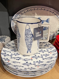 Ceramic Jug - Cream & Blue Fish