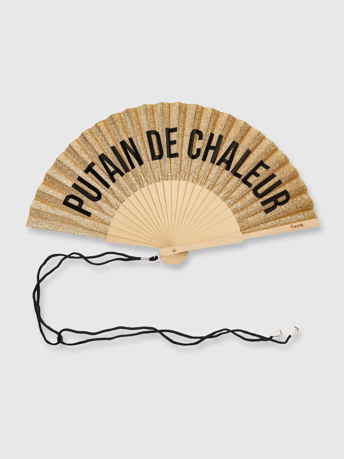 Fisura - Putain de Chaleur Hand Fan - Gold Glitter