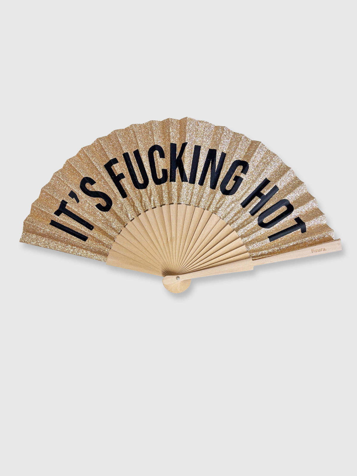 Fisura - It's Fucking Hot - Gold Glitter Hand Fan FAULTY