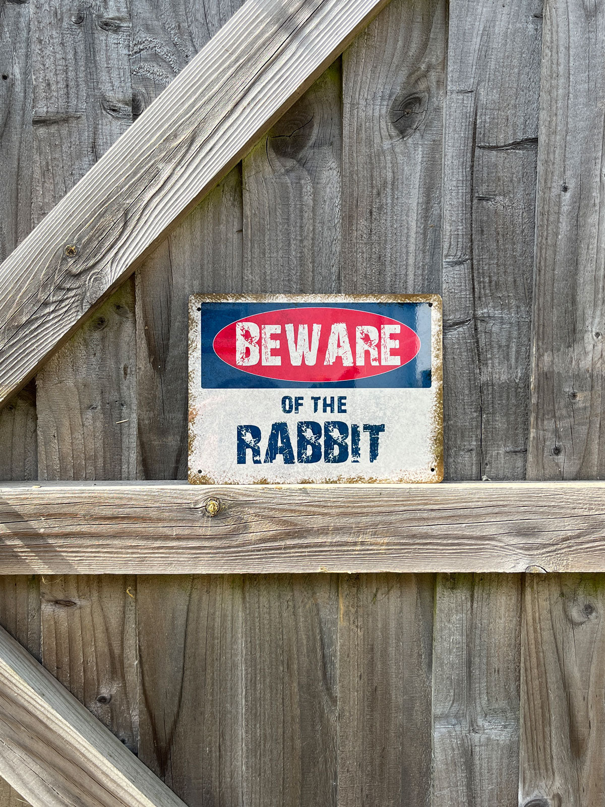 Beware Of The Rabbit Metal Sign