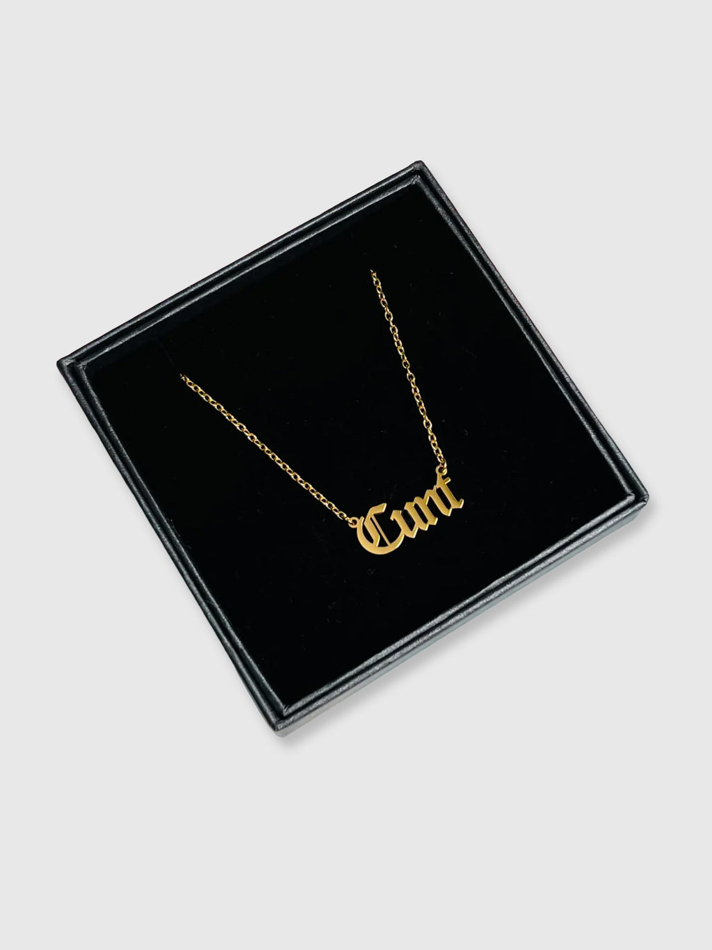 Cheeky Slogans Necklace - Cunt - Gold