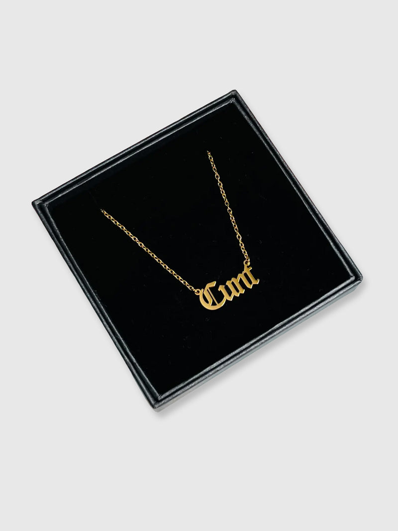 Cheeky Slogans Necklace - Cunt - Gold