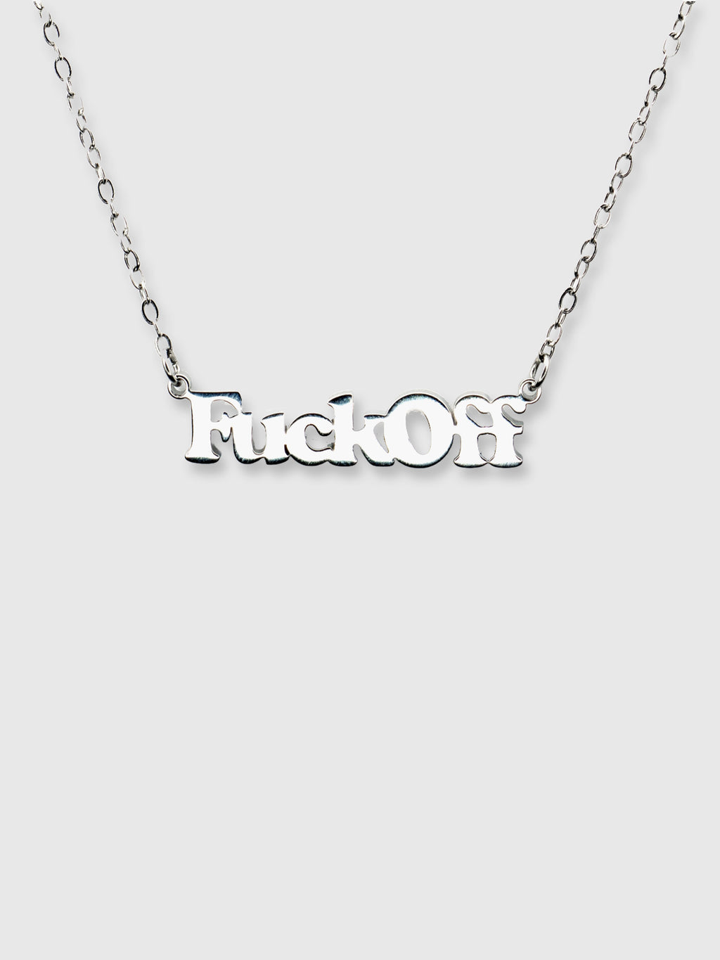 Cheeky Words Necklace - Fuck Off - Silver