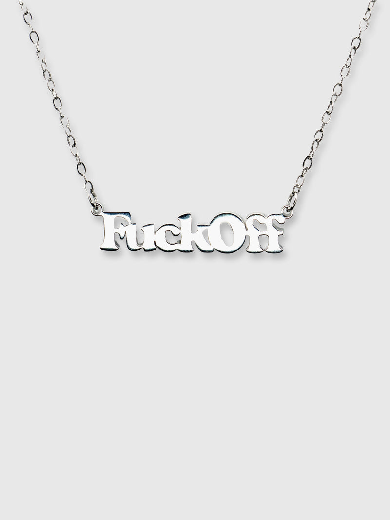 Cheeky Words Necklace - Fuck Off - Silver