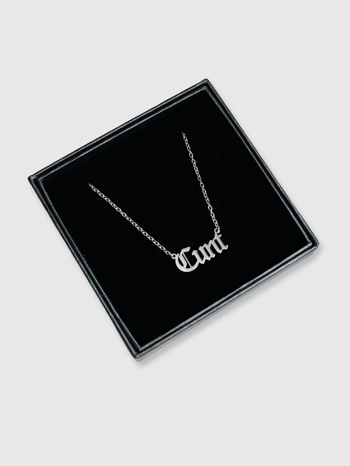Cheeky Slogans Necklace - Cunt - Silver