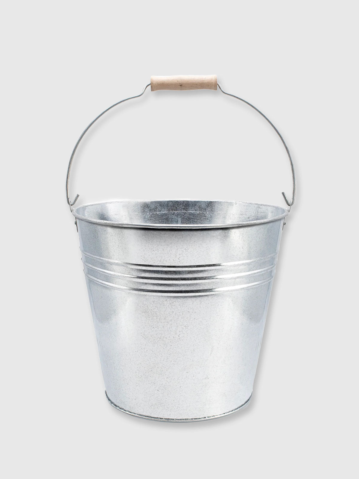 Galvanised Metal Bucket with Wooden Handle - 10 Litres