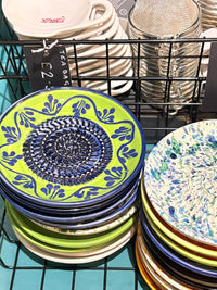 Traditional Spanish Ceramic Garlic Grater - Green & Blue