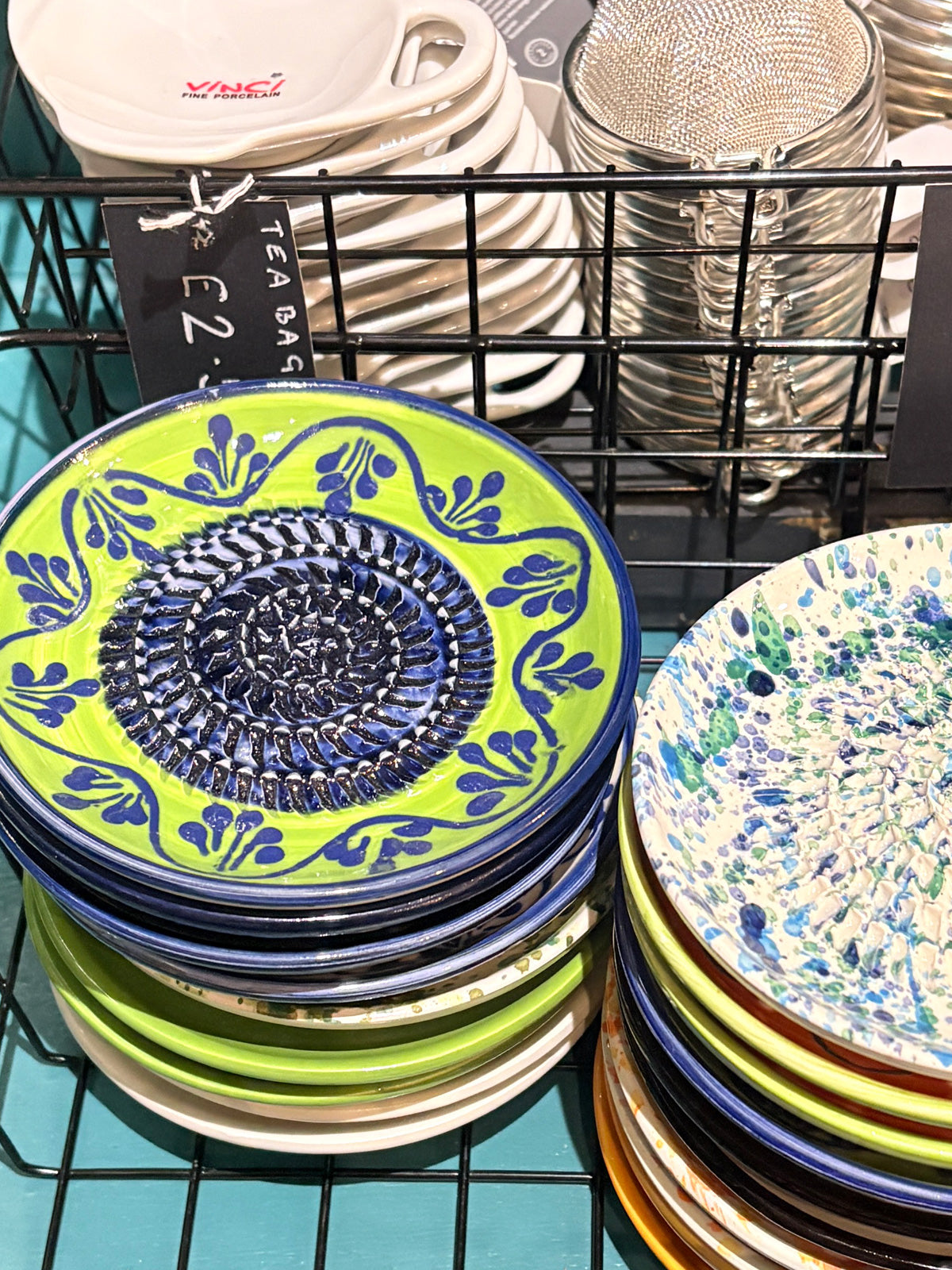 Traditional Spanish Ceramic Garlic Grater - Green & Blue
