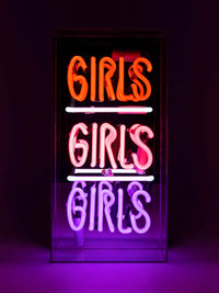 'Girls Girls Girls' Glass Neon Light Box