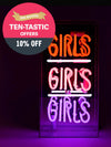 'Girls Girls Girls' Glass Neon Light Box