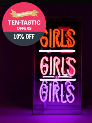 'Girls Girls Girls' Glass Neon Light Box