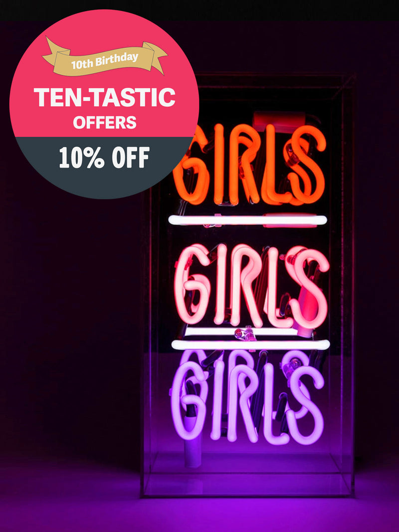 'Girls Girls Girls' Glass Neon Light Box