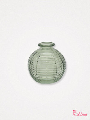 Green Rib Glass Bud Vase - 8cm