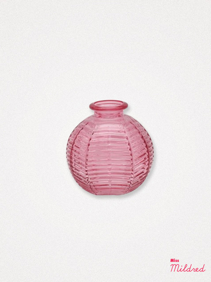 Pink Rib Glass Bud Vase - 8cm