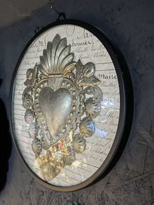 Dome Glass Framed Milagros Heart