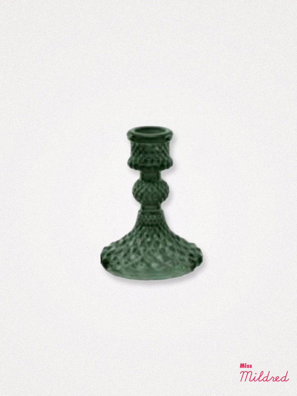 Glass Candle Holder 10cm - Dark Green