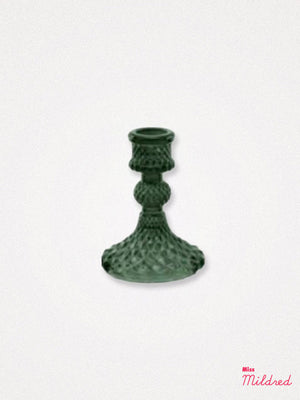 Glass Candle Holder 10cm - Dark Green