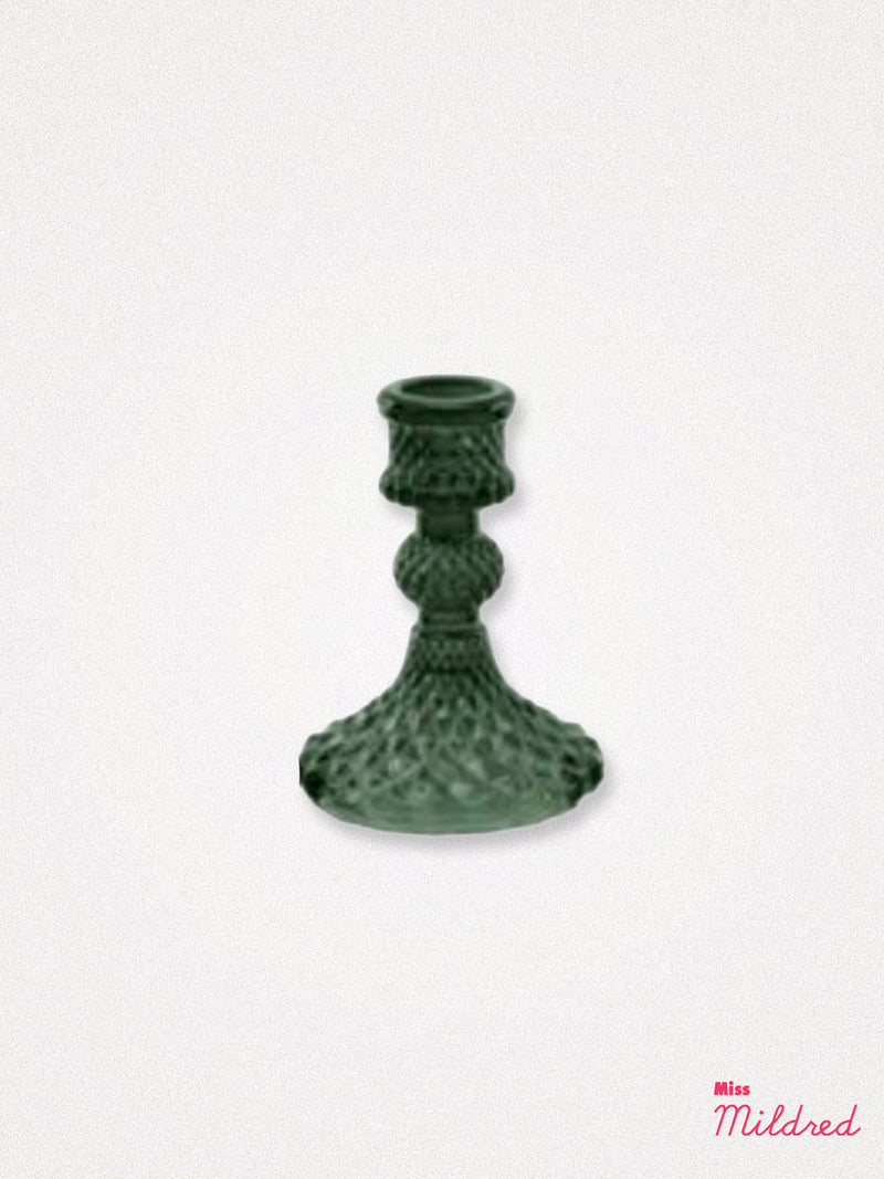 Glass Candle Holder 10cm - Dark Green