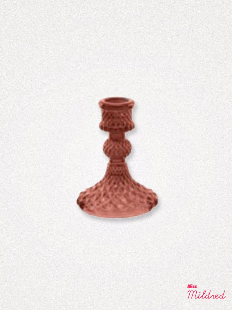 Glass Candle Holder 10cm - Dark Orange