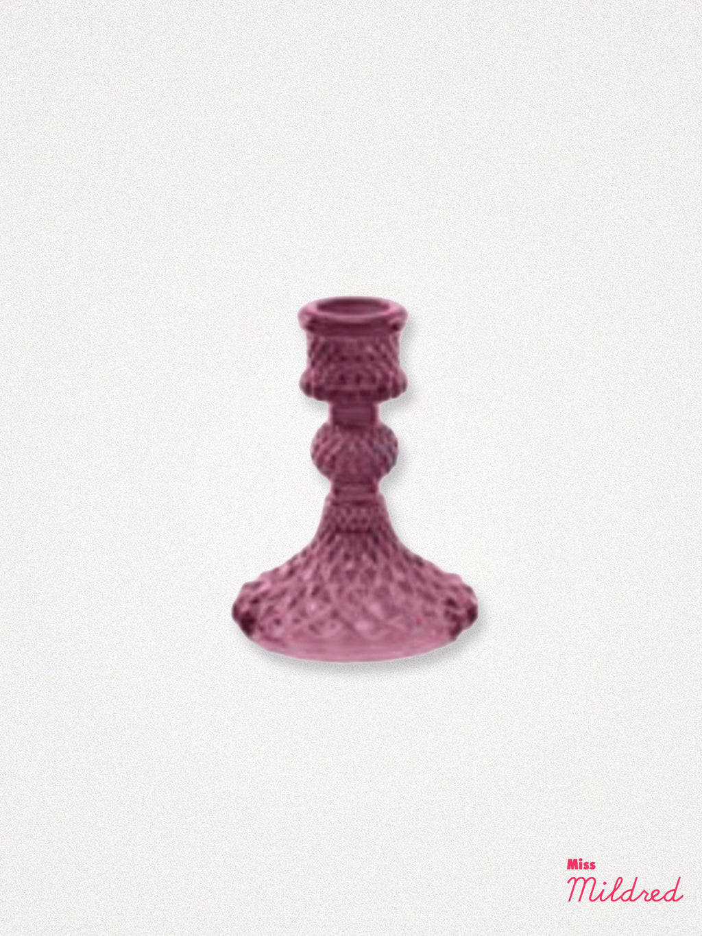 Glass Candle Holder 10cm - Dark Pink
