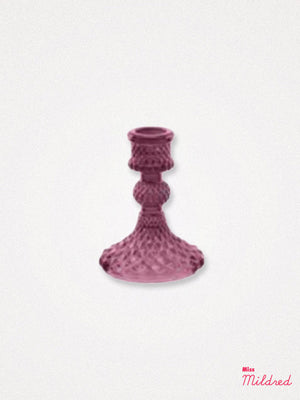 Glass Candle Holder 10cm - Dark Pink