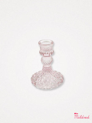 Glass Candle Holder 10cm - Soft Pink