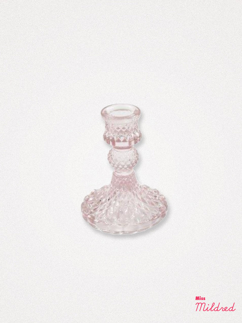 Glass Candle Holder 10cm - Soft Pink