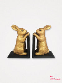 Gold Rabbit Shaped Book Ends