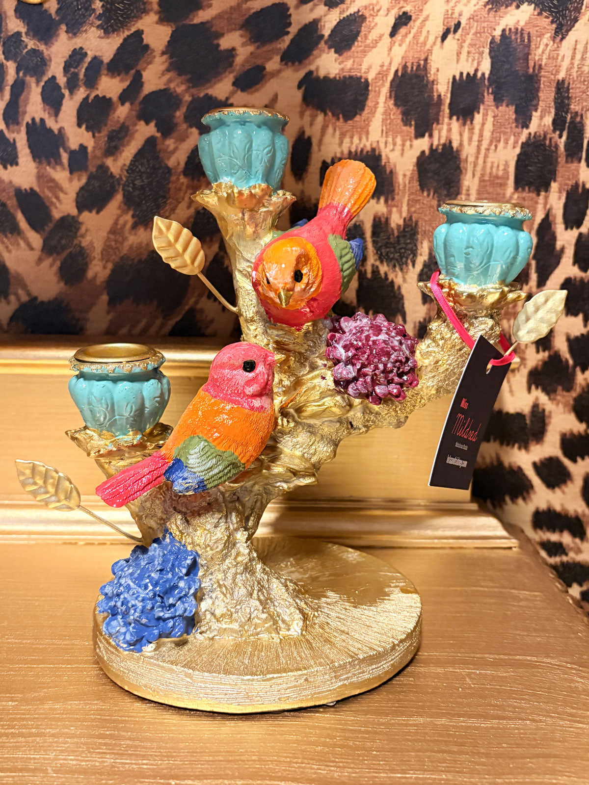 Birds on a Branch 3 Arm Candelabra Candle Holder