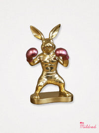 Boxing Hare Small Statue - Gold