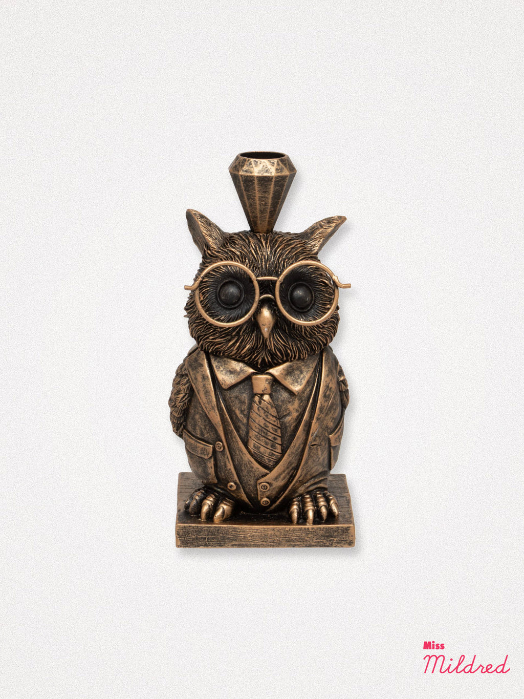 Owl Dinner Candle Holder - Gold Colour