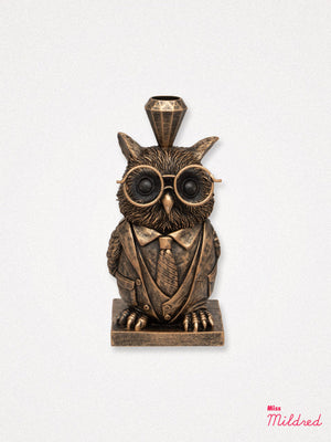 Owl Dinner Candle Holder - Gold Colour
