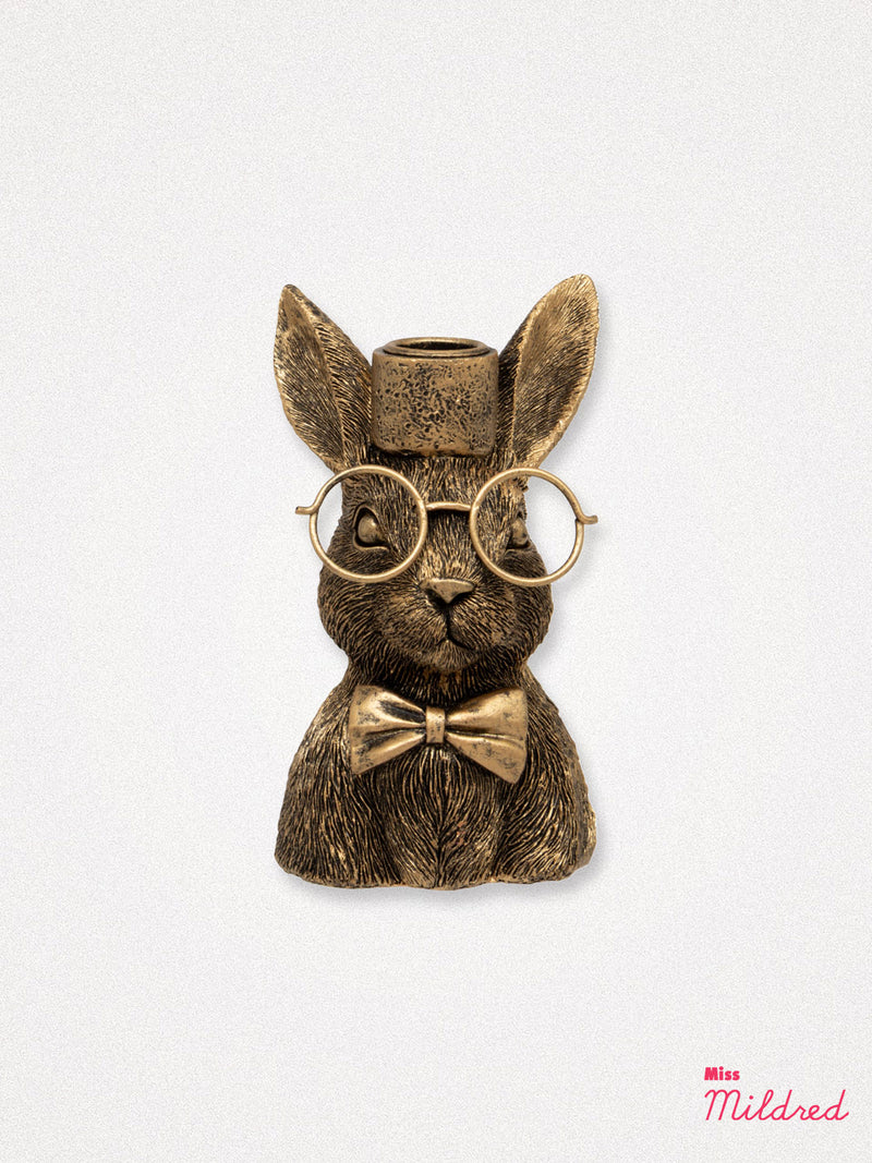 Bunny Dinner Candle Holder - Gold Colour