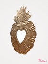 Mirror Ex Voto Heart with Flames - Gold