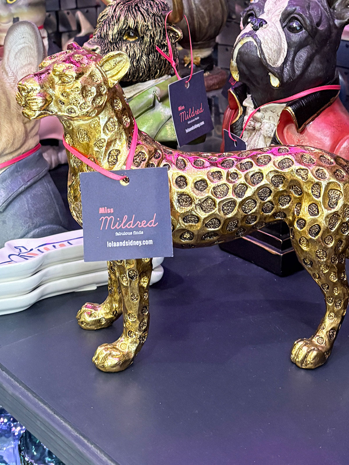 Gold Colour Leopard Statue - 31cm