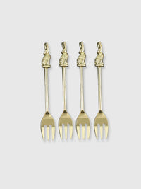 Rabbit Shape Cake Forks Gold - Set of 4