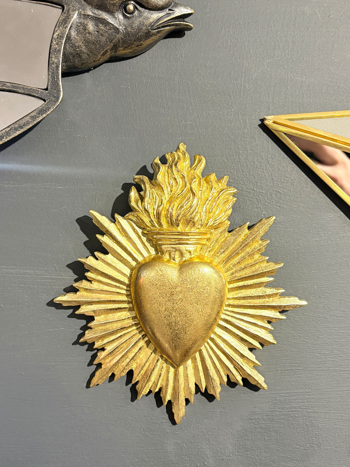 Ex-Voto Gold Milagros Heart Wall Plaque