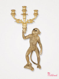 Monkey Candle Holder - Gold