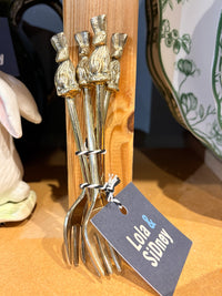 Rabbit Shape Cake Forks Gold - Set of 4