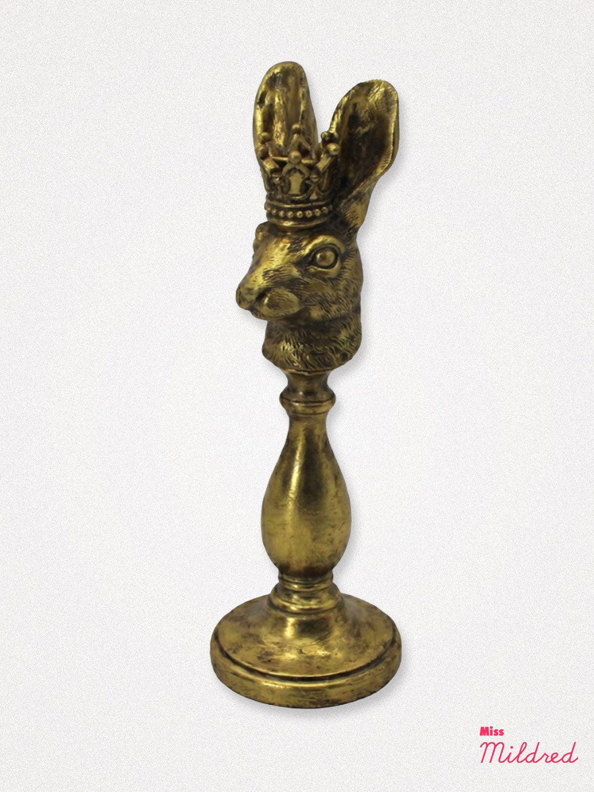 Crown Rabbit Head Dinner Candle Holder - Gold Colour