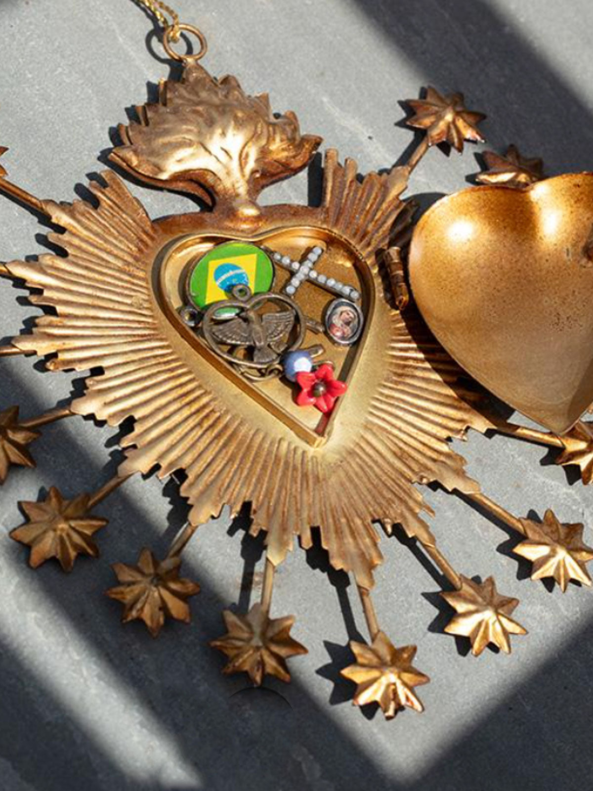 Golden Heart Milagros Ex-Voto Wall Decoration Locket