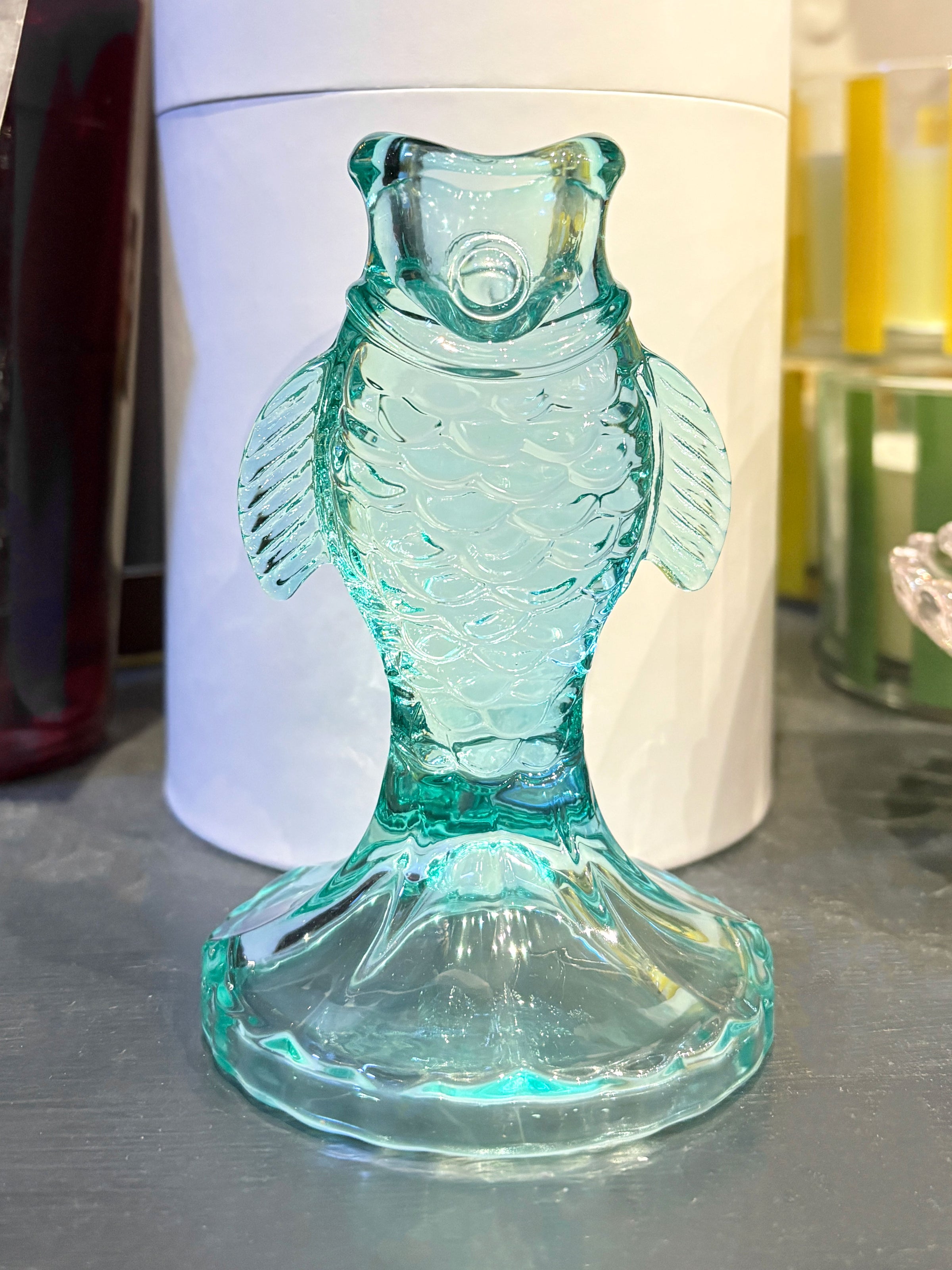 Fish Shape Glass Candle Holder - Green