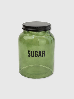 Green Glass Storage Jar - Sugar